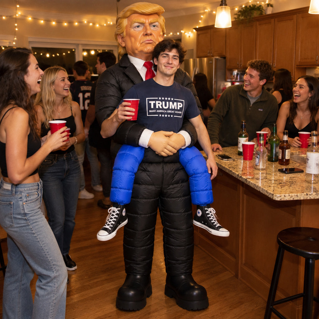 PresidentGrab Inflatable Costume - Trump at a house party