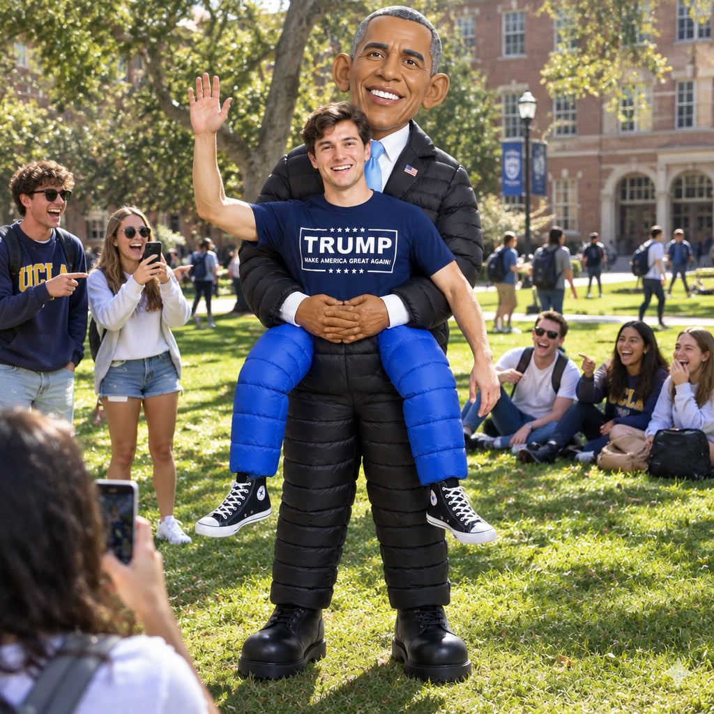 PresidentGrab Inflatable Costume - Obama on campus